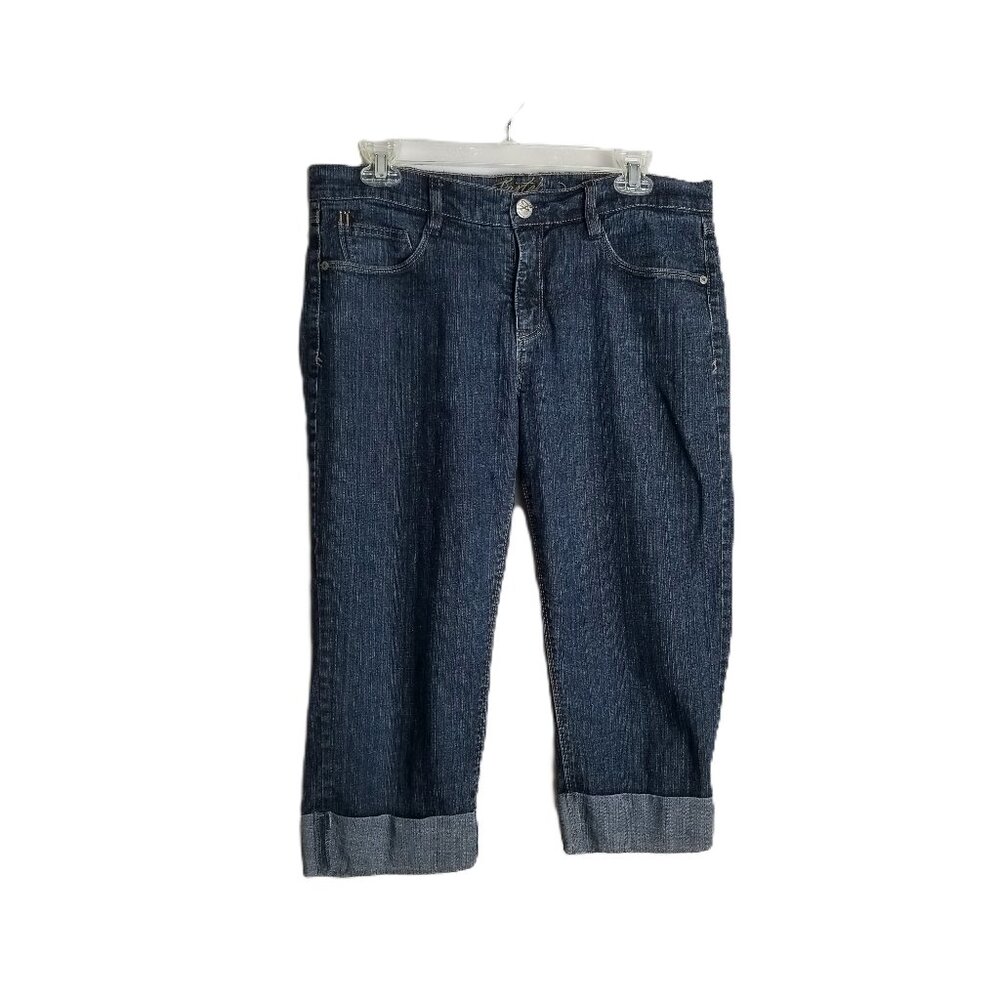 Denim Capri Pants Womens 12 Cuffed Stretch Medium Wash Foster Jeans Y2K